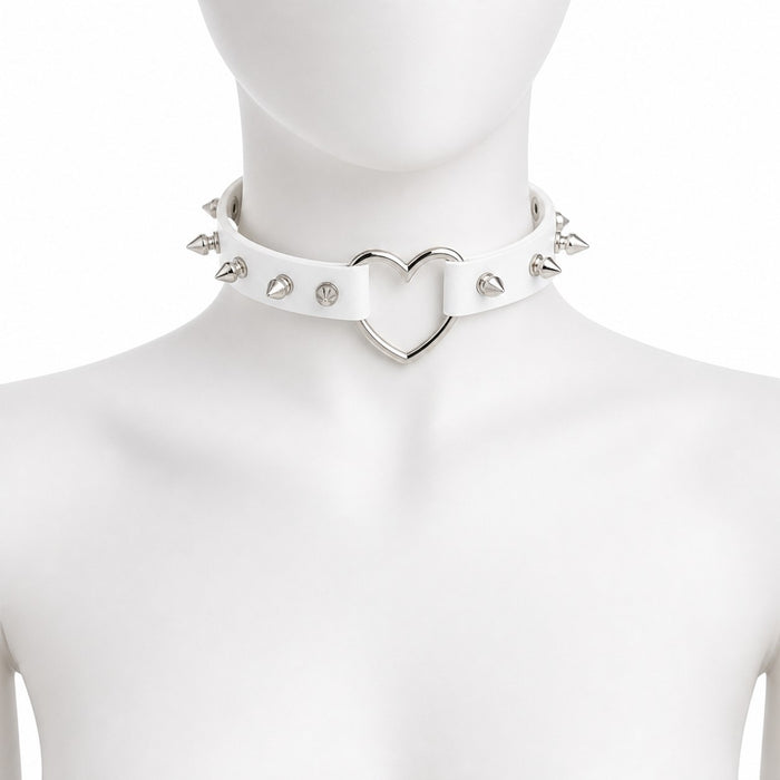 Unusual Necklace White Leather Chokers Vintage Gothic - AltBrat