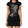 Winged Cross Rose Print Y2K Baby Tee - AltBrat
