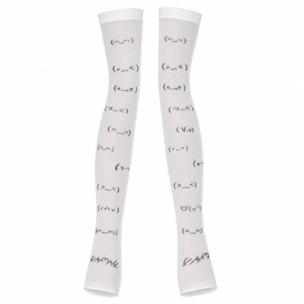 Gothic Letter Print Thigh-High Socks