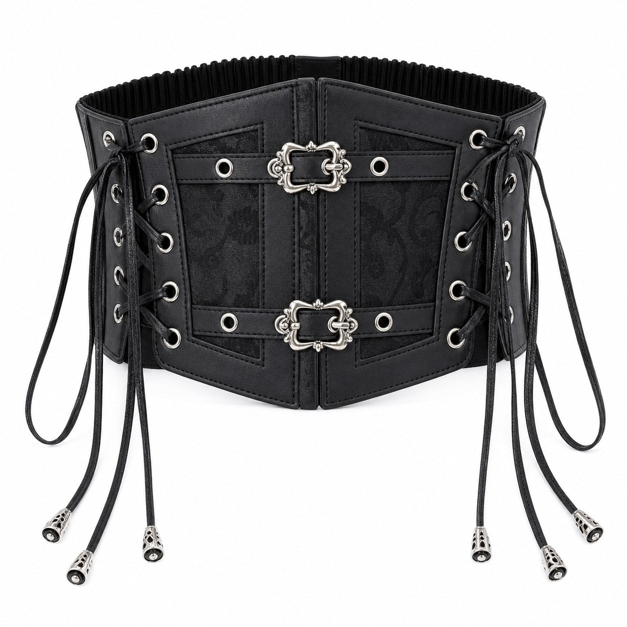 Gothic Lace-Up Corset Belt with Buckles - AltBrat