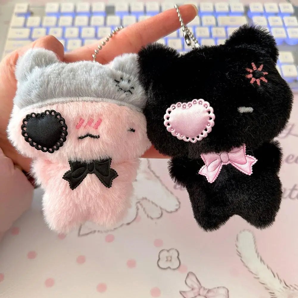 Goth Bunny Plush Keychain Rabbit Bag Charm Bandaged Dark Bunny Plush Accessory For Gothic Fashion & Alternative Gift Giv - AltBrat