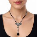 Gothic Bat Necklace with Black Crystal Beads - AltBrat
