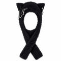 Knit Cat Ear Hood Hat with Scarf Ties - AltBrat