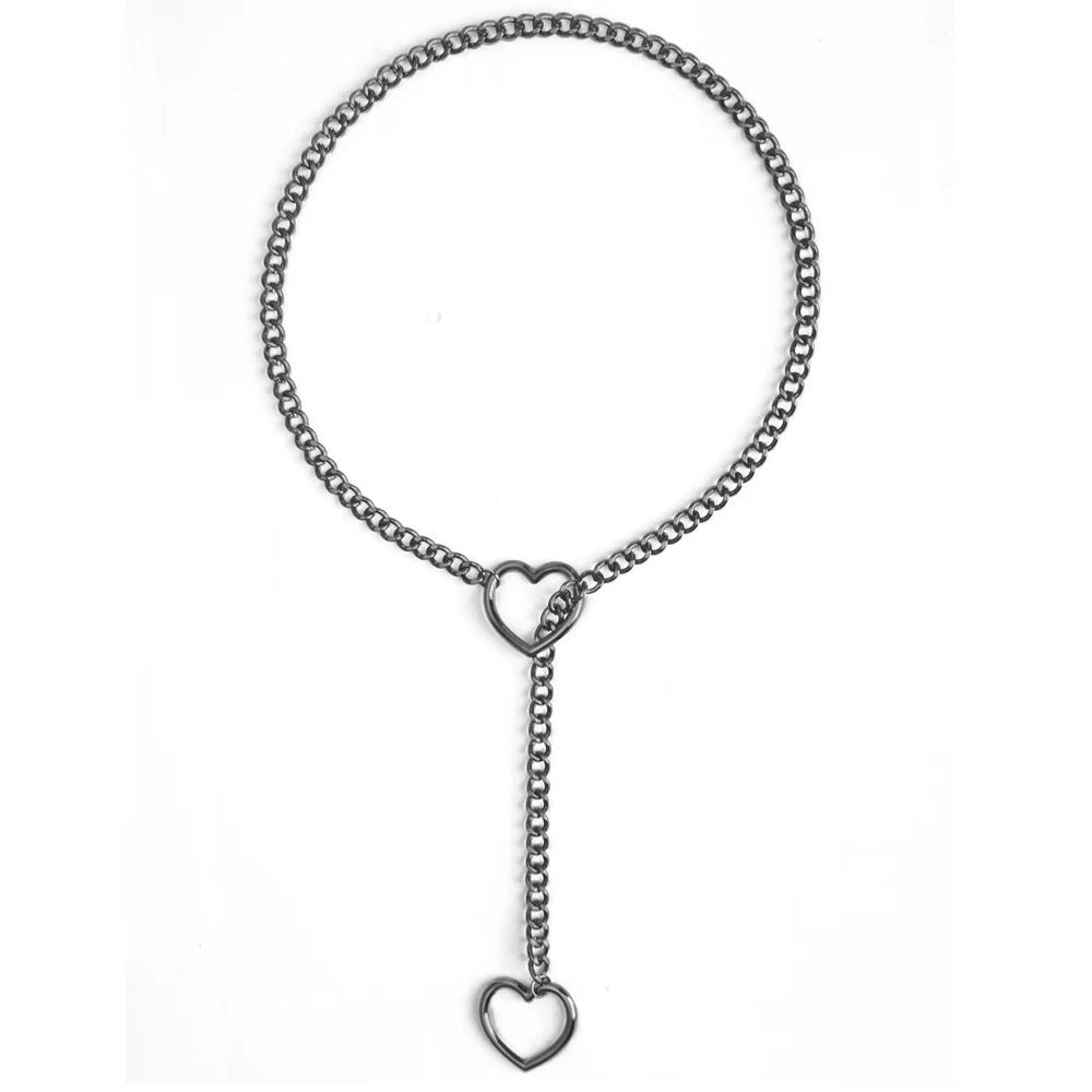 Heart Slip Chain Necklace For Women Fashion Punk Rock Goth Choker Jewelry Accessories - AltBrat