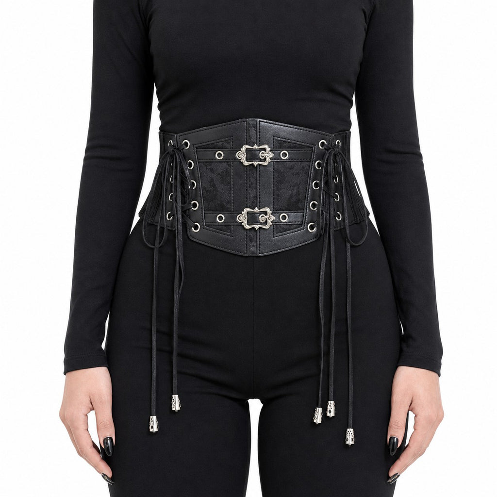 Gothic Lace-Up Corset Belt with Buckles - AltBrat