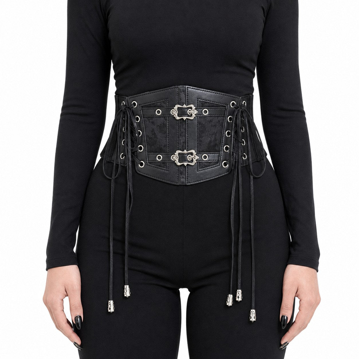 Gothic Lace-Up Corset Belt with Buckles - AltBrat