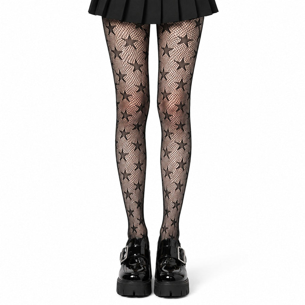 Star Pattern Fishnet Tights - AltBrat