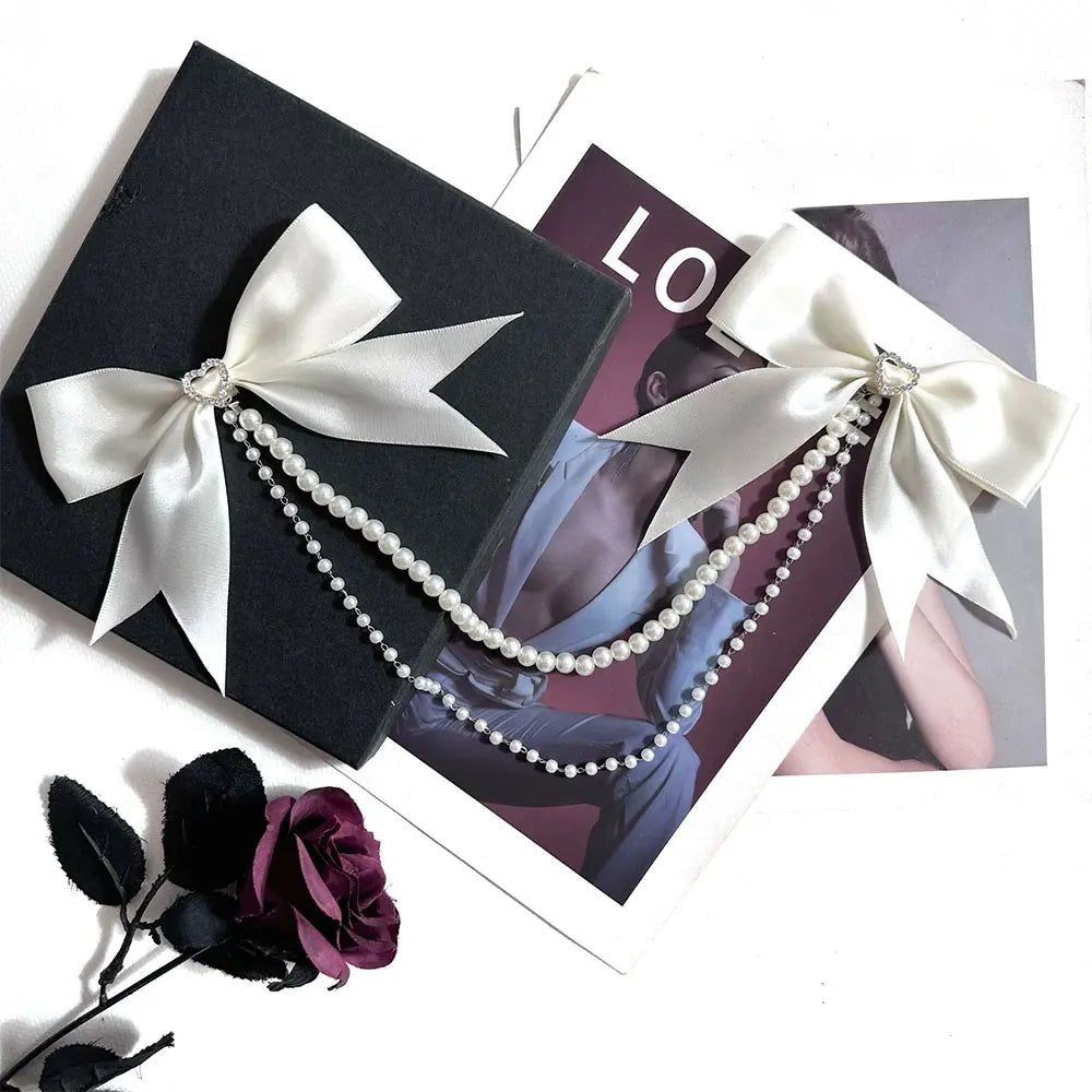 DIY Ribbon Bow Pendant Itabag Decor Lolita Gothic Pearl Bow Brooch Luggage Pendant Itabag Exquisite Decorative Bag Chain - AltBrat