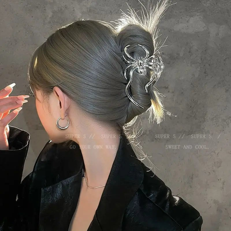 Punk Halloween Spider Skeleton Hand Hair Claw Clips for Women Metal Shark Clamp Gothic Crab Holiday Hair Accessories Gir - AltBrat