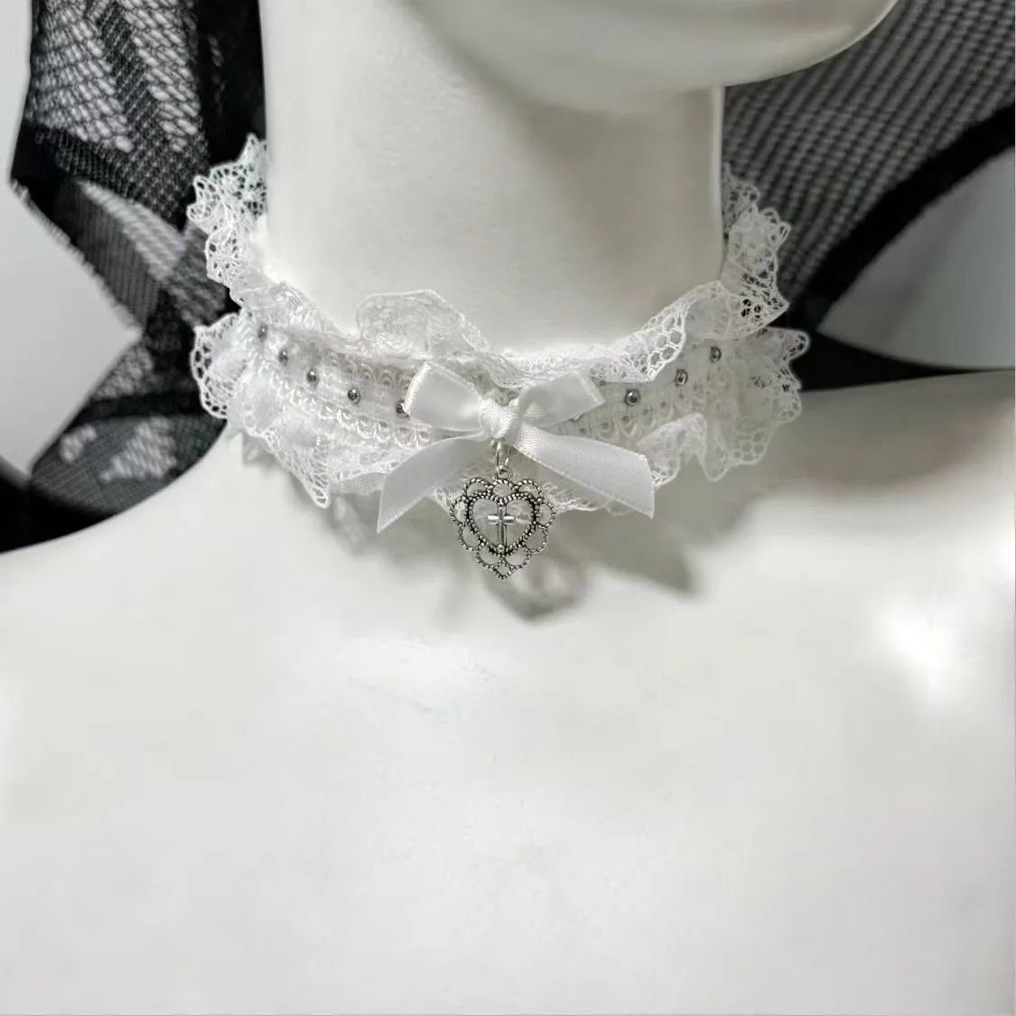 1 Piece kawaii Lolita Style Choker for Girls Cute Necklace Bow Lace Anime Fashion Collar Elegant Gothic Sweet Neck Jewel - AltBrat