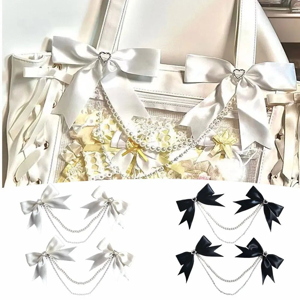 DIY Ribbon Bow Pendant Itabag Decor Lolita Gothic Pearl Bow Brooch Luggage Pendant Itabag Exquisite Decorative Bag Chain - AltBrat