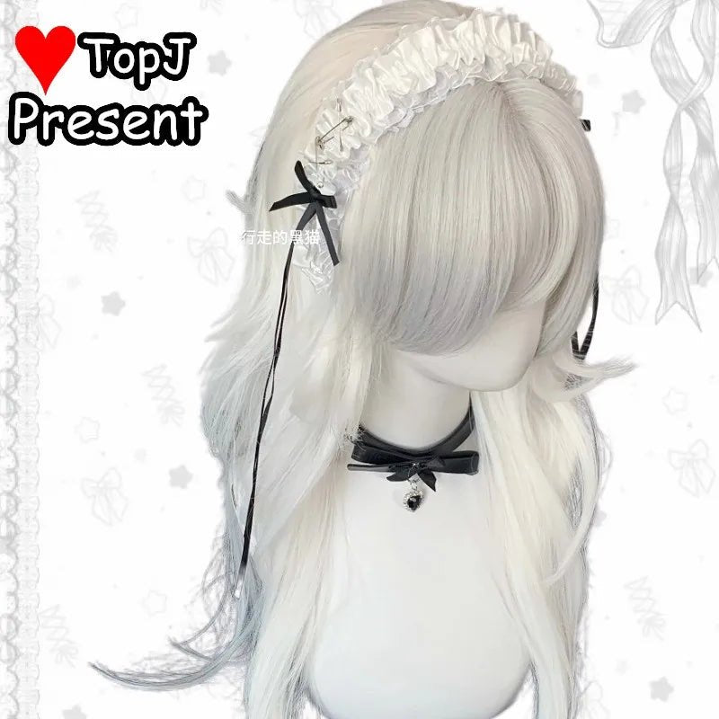 Harajuku Y2K Spicy Girl Lace Bow Headband Lolita Hair Accessory Niche Japanese Dark Gothic JK Subculture Headwear Hairho - AltBrat