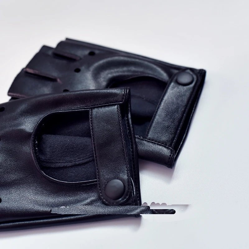 Gothic Half Finger hollow out gloves leather spice punk Lolita Unisex Y2K Harajuku photo cool JK sleeve Cosplay accessor - AltBrat