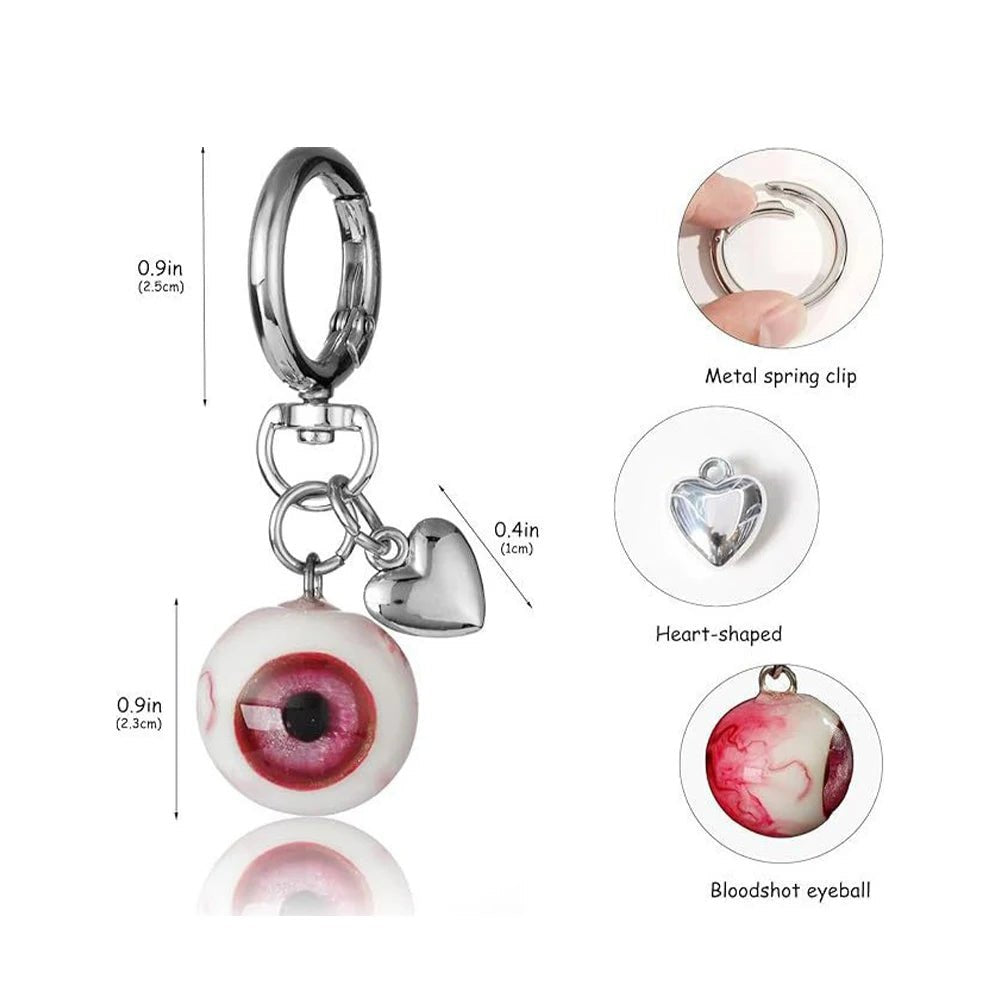 Gothic Demon Eye Keychain Resin Heart Shaped Buckle Pendant Halloween Charms Keyring Party Backpack Decor Jewelry Access - AltBrat