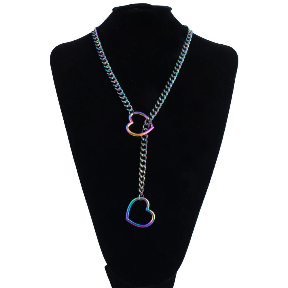 Heart Slip Chain Necklace For Women Fashion Punk Rock Goth Choker Jewelry Accessories - AltBrat