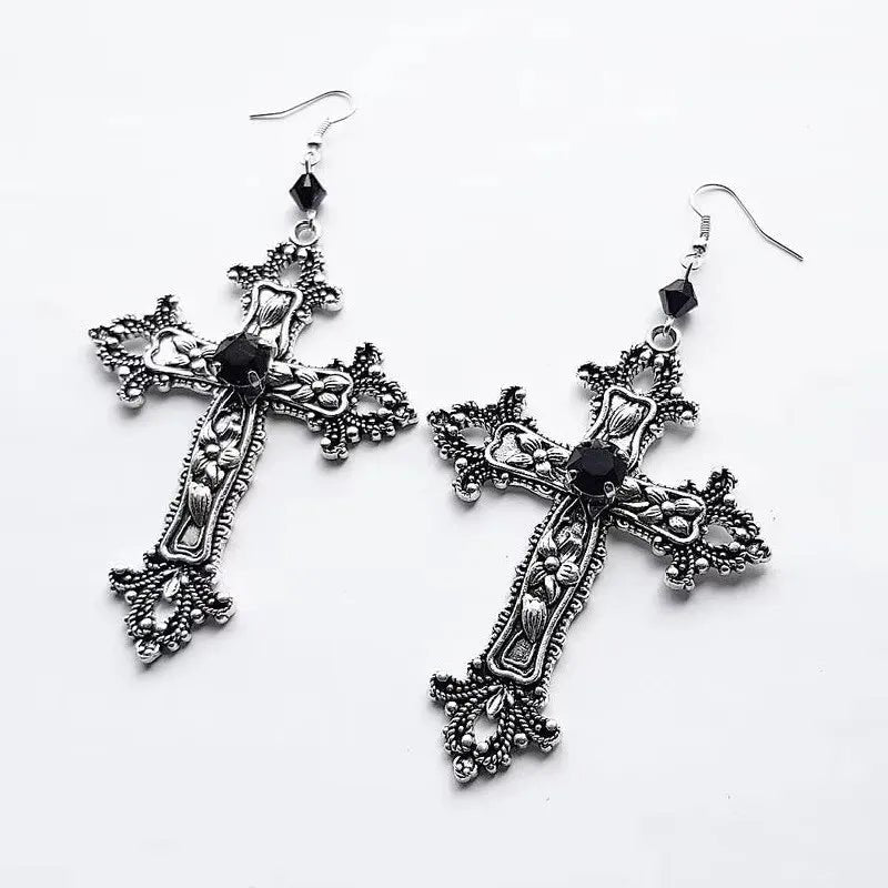 Gothic Cross Pendant Earrings - AltBrat