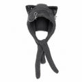 Fuzzy Cat Ear Hood Hat with Charms & Chain - AltBrat