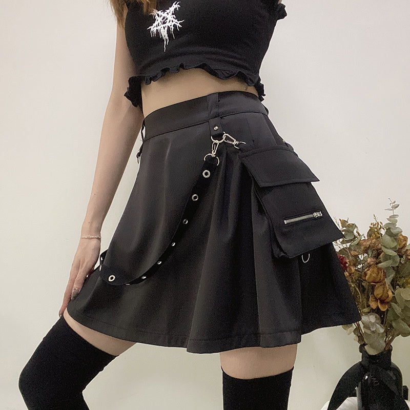 Zip Pocket Pleated Cargo Skirt - Skirts detail view 4 | Cute Splikes
