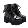 Patent Platform Ankle Boots - Shoes & Boots for Jirai Kei, gothic & kawaii style | Cute Splikes