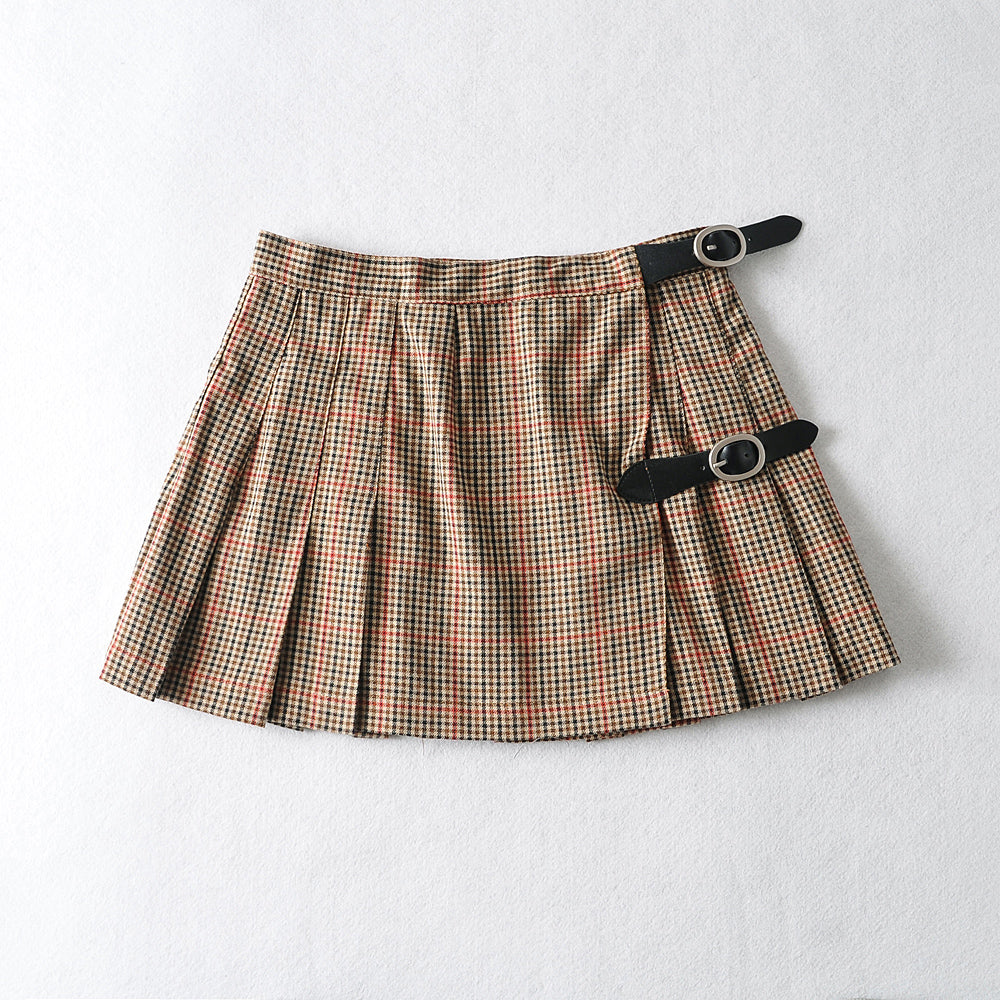 Retro Plaid Belted Skirt - Skirts for Jirai Kei, gothic & kawaii style | Cute Splikes