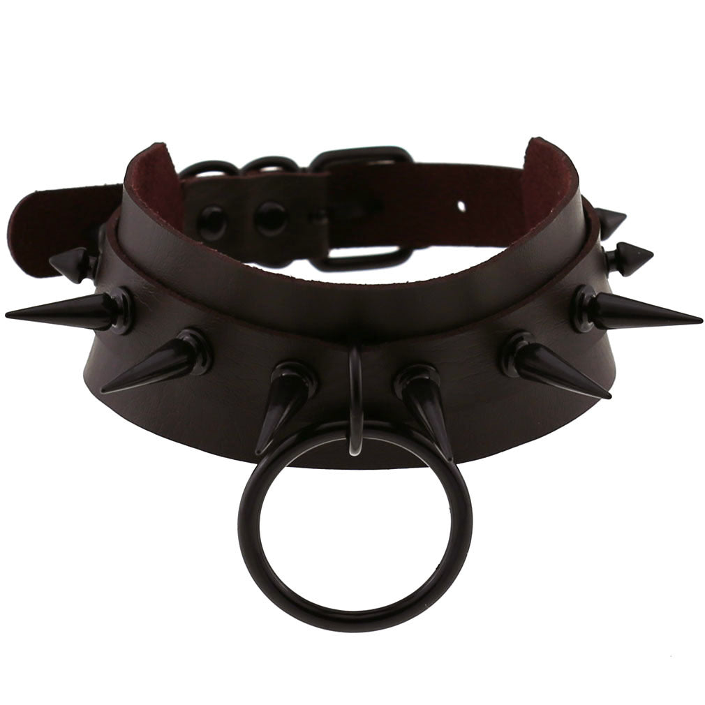 Studded Faux Leather Collar - Necklaces & Chokers detail view 6 | Cute Splikes