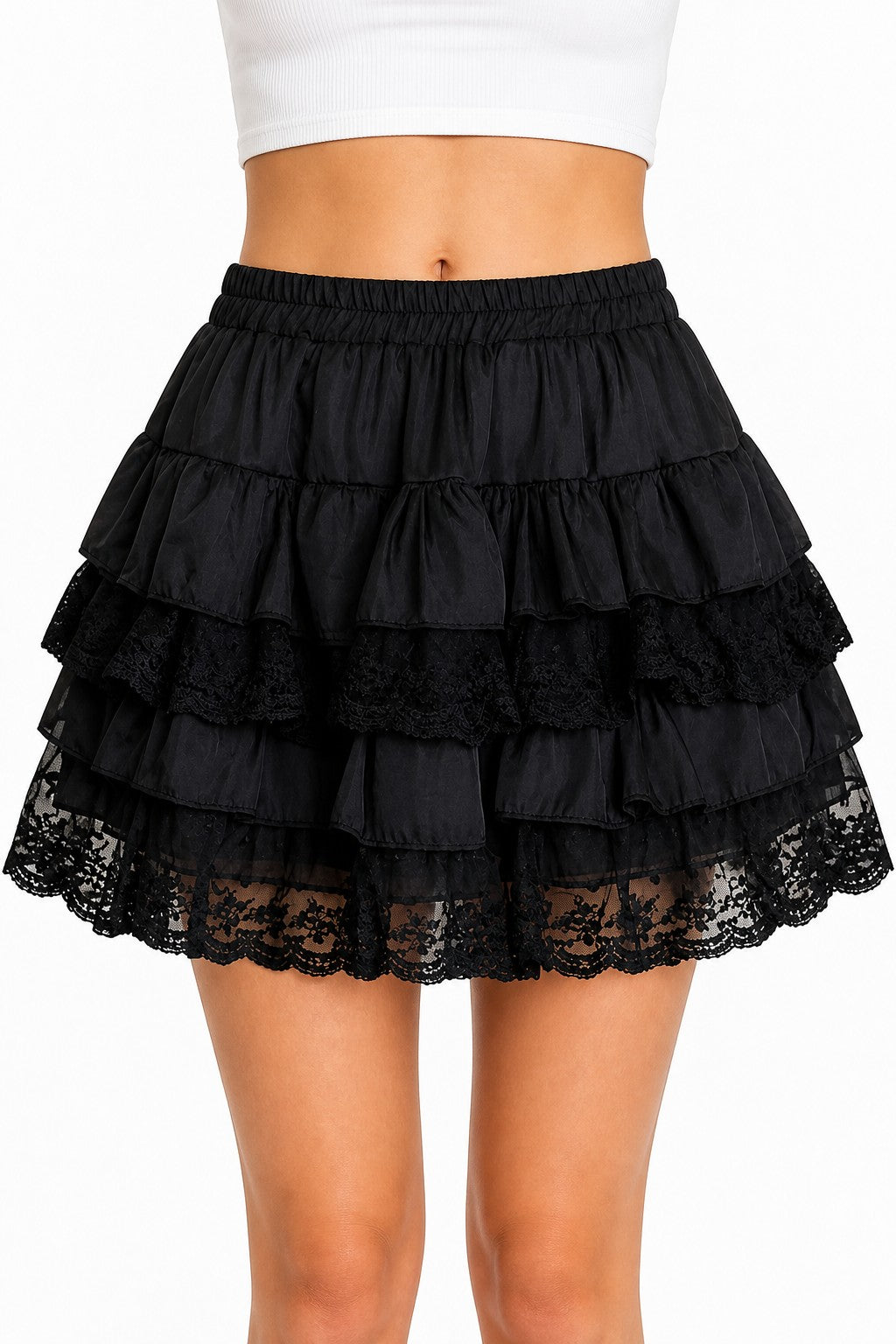 Black Lace Tulle Tutu Mini Skirt - AltBrat