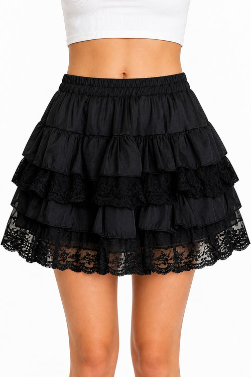 Black Lace Tulle Tutu Mini Skirt - AltBrat