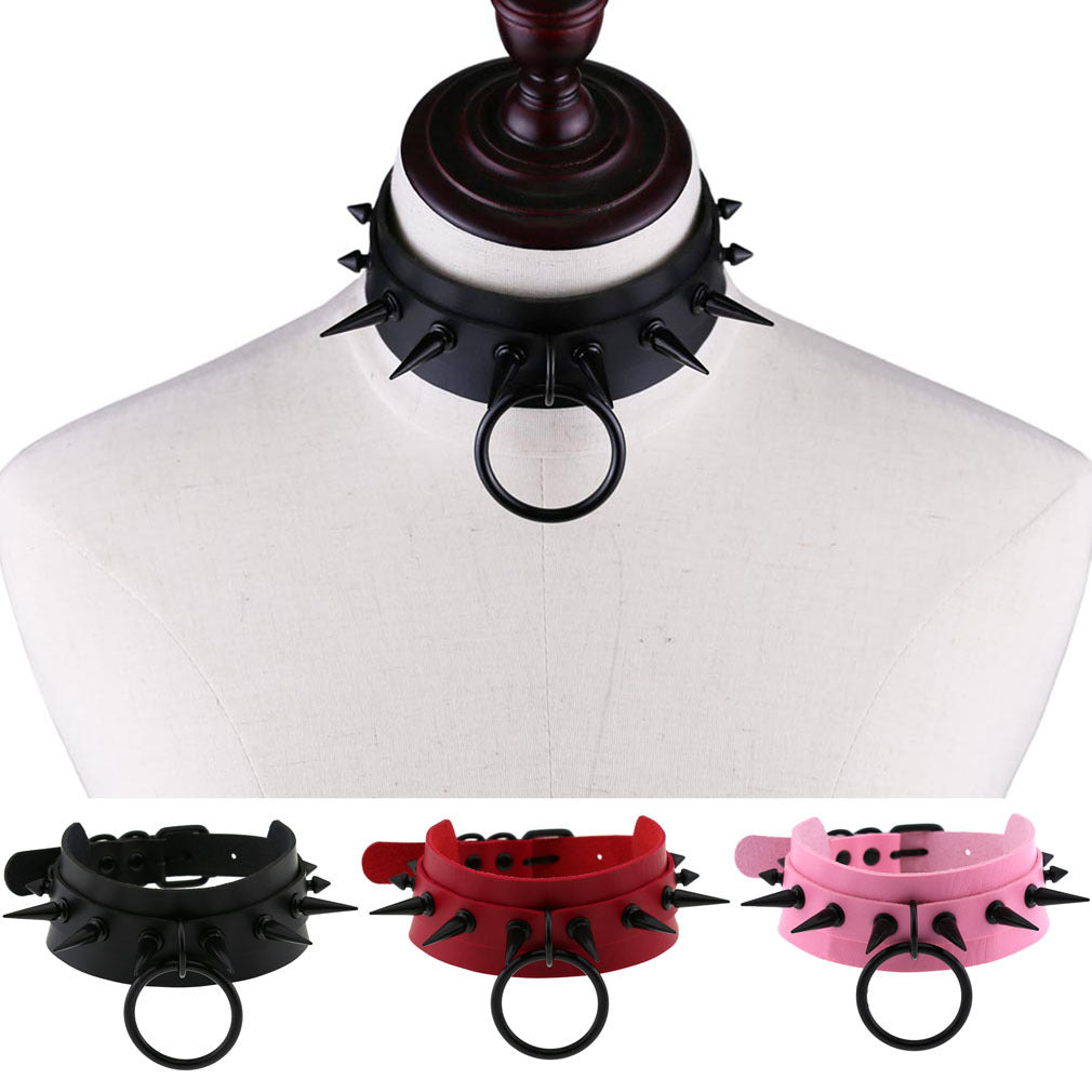 Studded Faux Leather Collar - Necklaces & Chokers detail view 9 | Cute Splikes