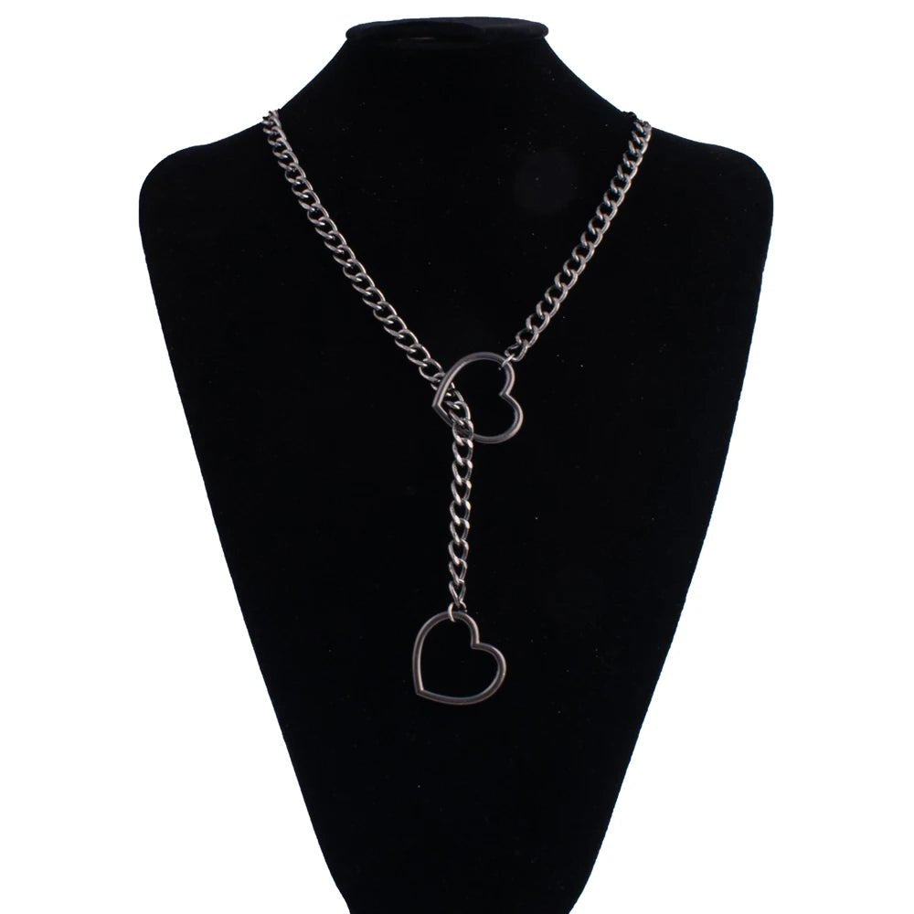 Heart Slip Chain Necklace For Women Fashion Punk Rock Goth Choker Jewelry Accessories - AltBrat