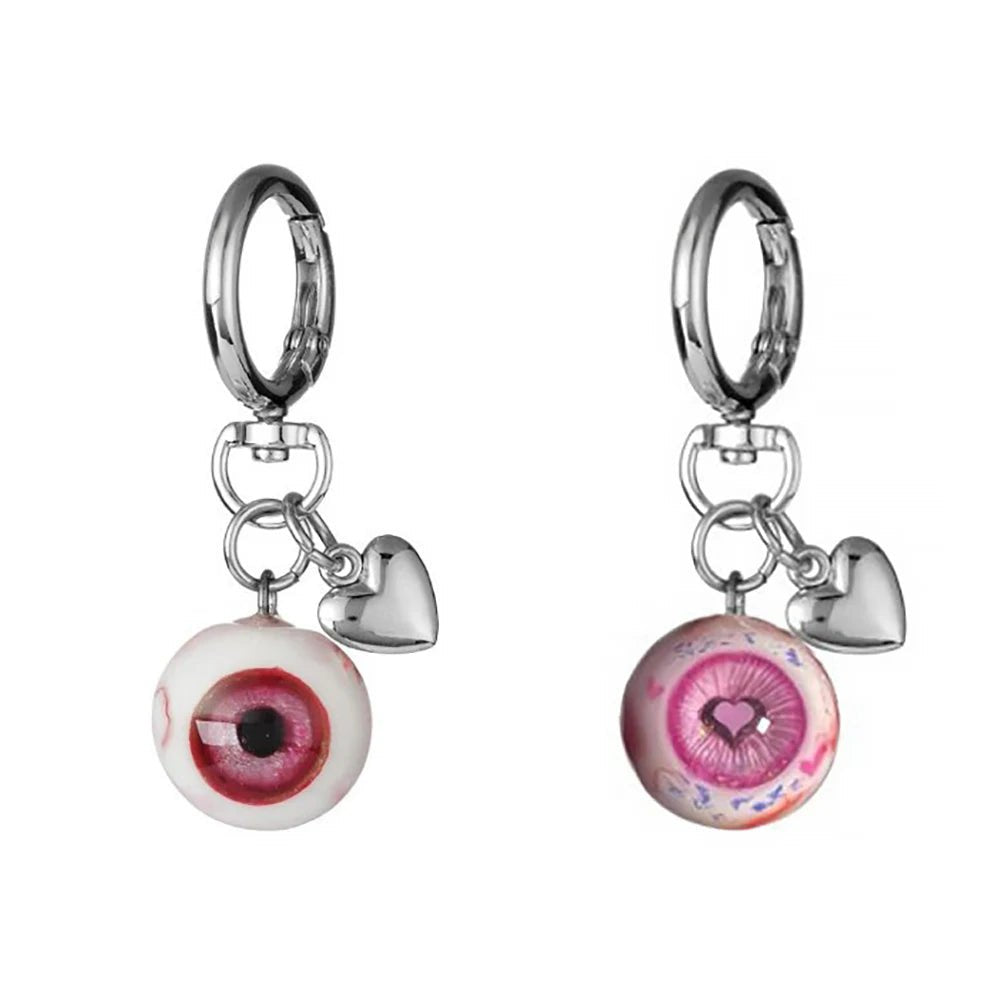 Gothic Demon Eye Keychain Resin Heart Shaped Buckle Pendant Halloween Charms Keyring Party Backpack Decor Jewelry Access - AltBrat