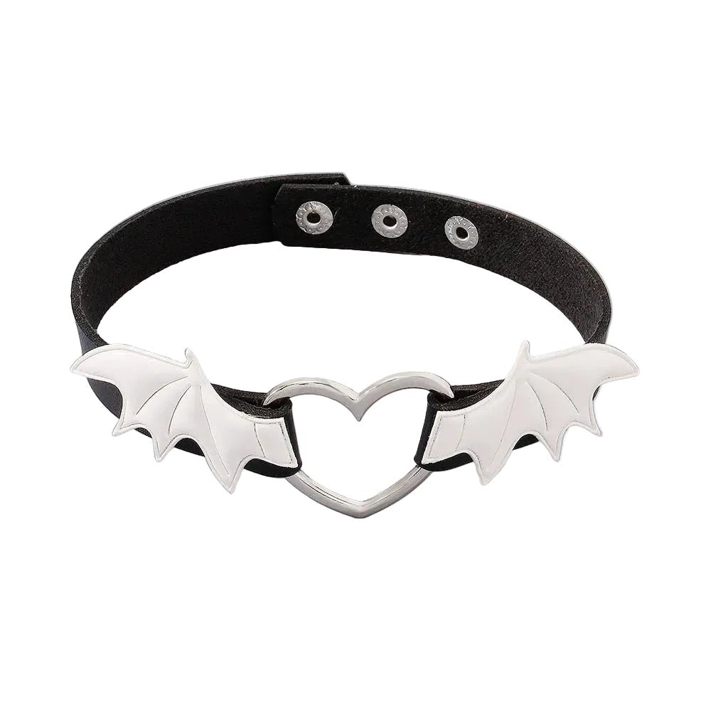 Punk Cute Sweet Cool Angel Wing Heart Leather Choker Necklace For Women INS Hot Girl Choker Necklace Party Jewelry Gift - AltBrat