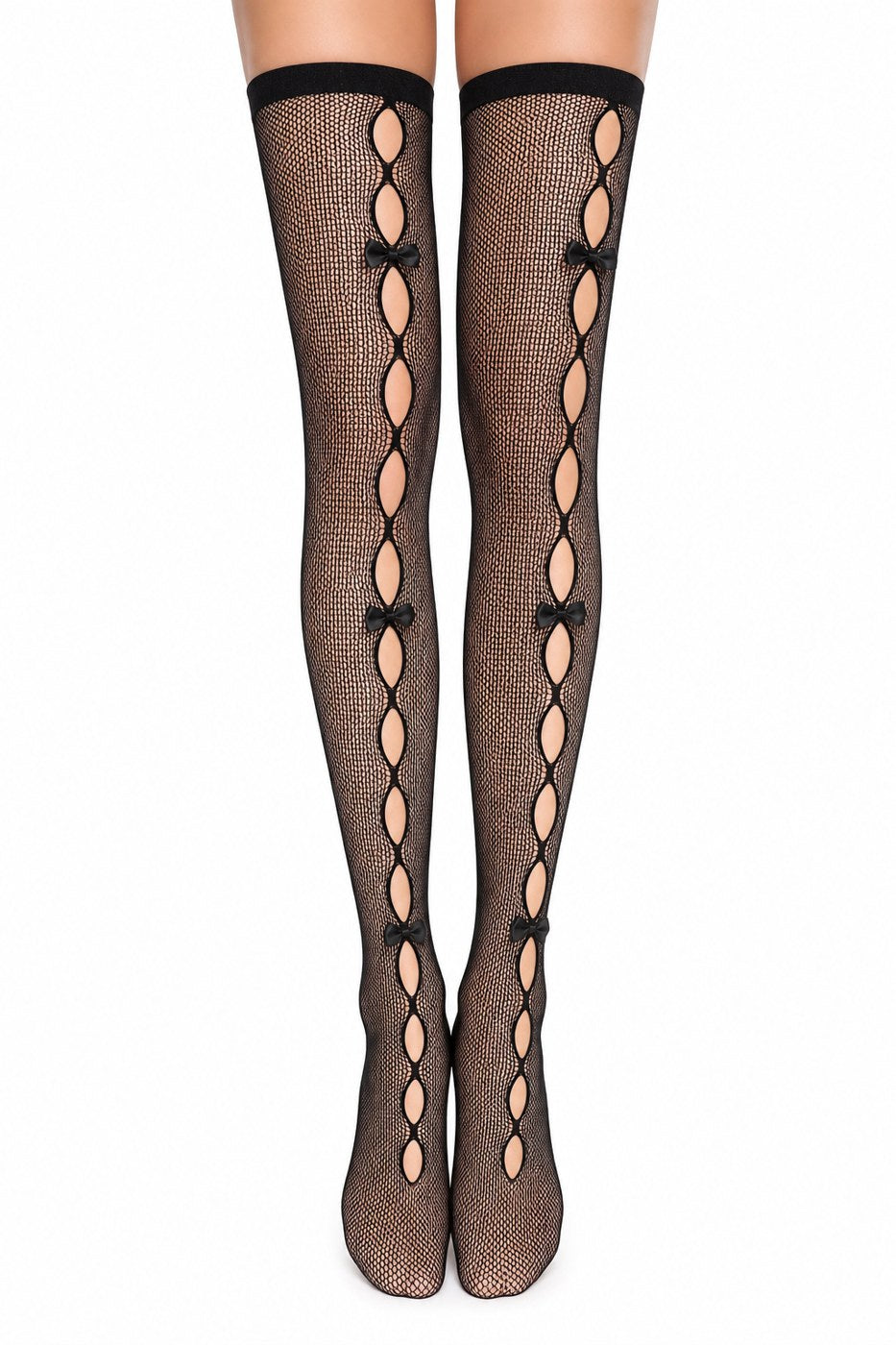 Fishnet Tights with Side Bow Cut-Outs worn - AltBrat