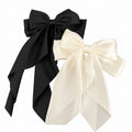 Elegant Bow Ribbon Hair Clip Fashion Simple Solid Satin Spring Clip Hair Pin Retro Headband with Clips Girls Hair Access