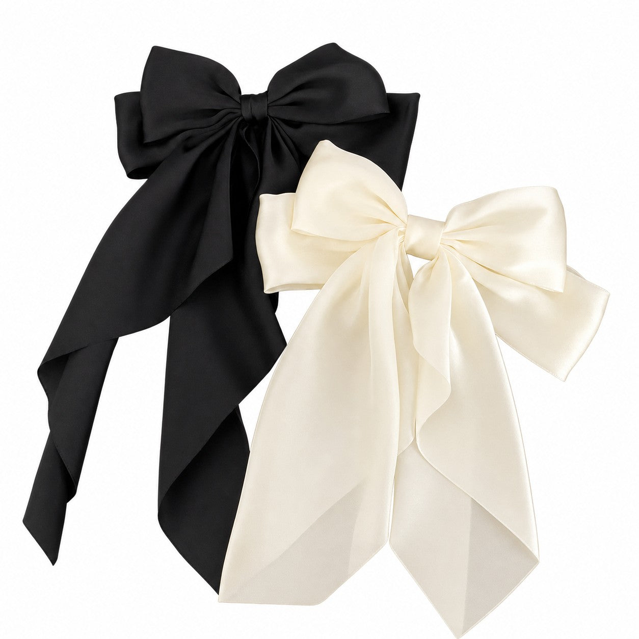 Elegant Bow Ribbon Hair Clip Fashion Simple Solid Satin Spring Clip Hair Pin Retro Headband with Clips Girls Hair Access