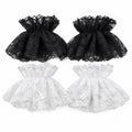 1Pair Lolita Hand Sleeve Wrist Cuffs Ruffled Floral Black Lace Elastic Bracelet Elegant Women Girls Wrist Warmers Gloves Gift