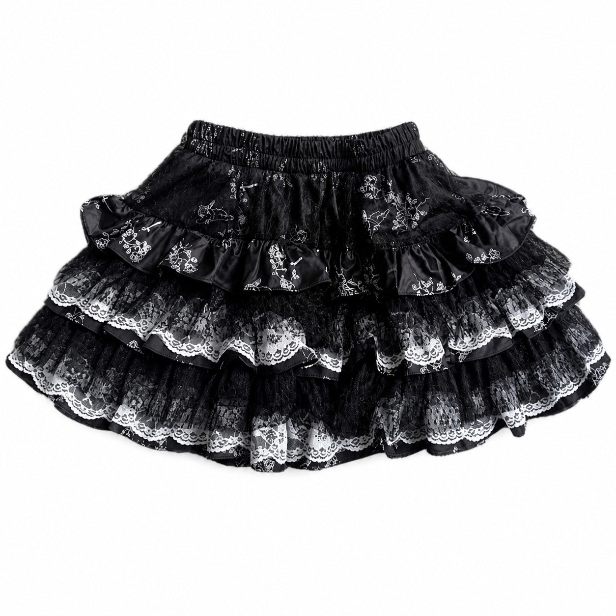 Purple Lace Tiered Cake Tutu Skirt - Black