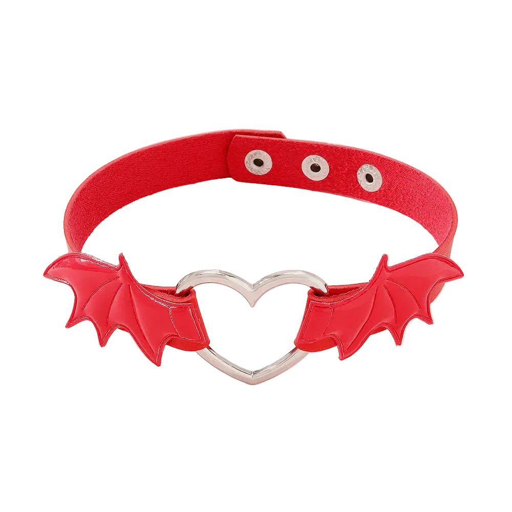 Punk Cute Sweet Cool Angel Wing Heart Leather Choker Necklace For Women INS Hot Girl Choker Necklace Party Jewelry Gift - AltBrat