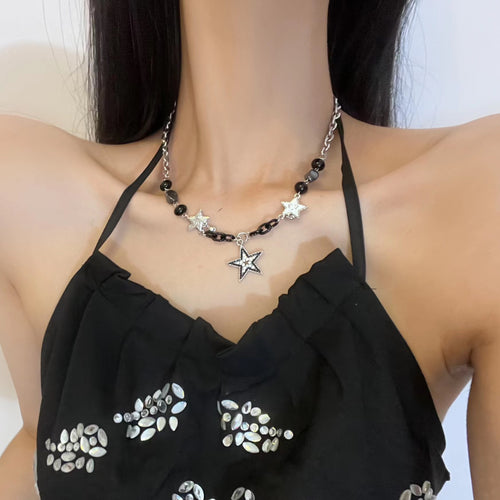 Beaded Star Necklace - Necklaces & Chokers for Jirai Kei, gothic & kawaii style | Cute Splikes
