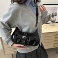 Retro Designer Buckle Armpit Bag Pu Leather Gothic Y2k Shoulder Bag Vintage Cross Body Spicy Girl Handbag Female Purses  - AltBrat