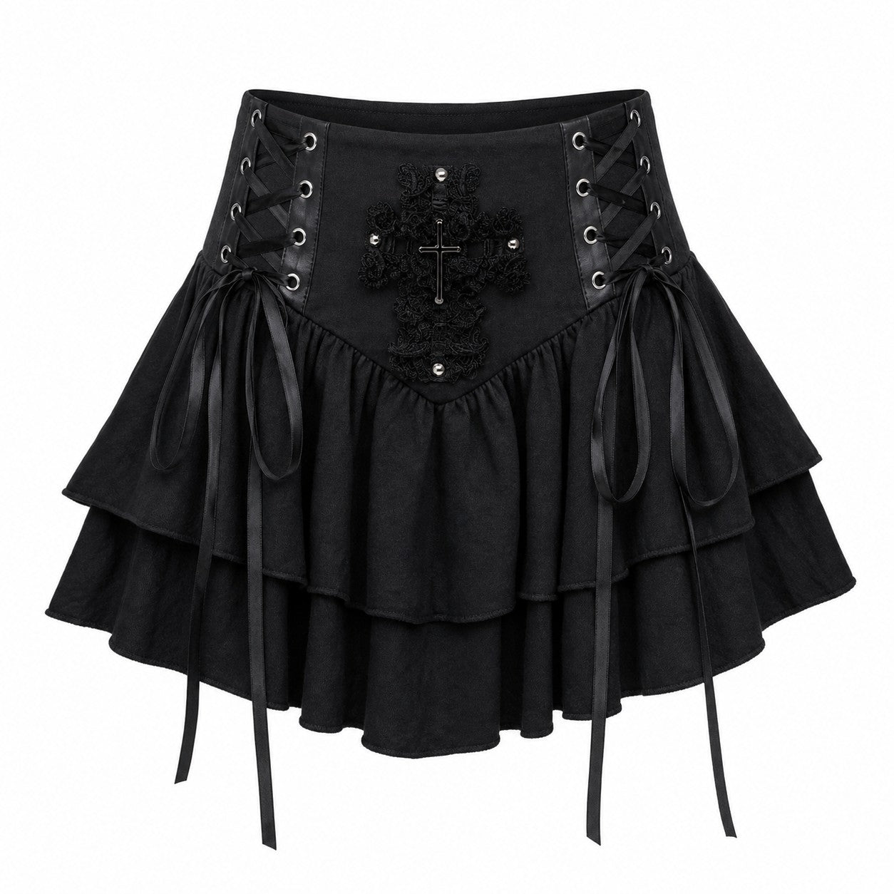 Cross Patch Lace-Up Tiered Ruffle Skirt product