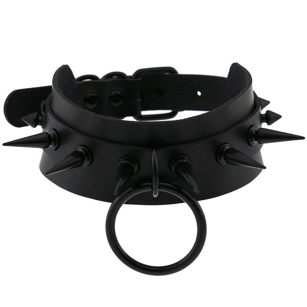 Studded Faux Leather Collar - Necklaces & Chokers for Jirai Kei, gothic & kawaii style | Cute Splikes