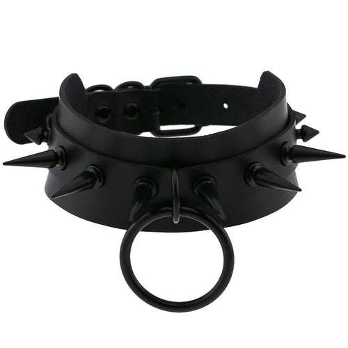 Studded Faux Leather Collar - Necklaces & Chokers for Jirai Kei, gothic & kawaii style | Cute Splikes