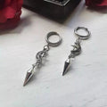 1 pair of punk rock stainless steel pointed star and moon earrings, suitable for women to wear Gothic jewelry accessorie - AltBrat