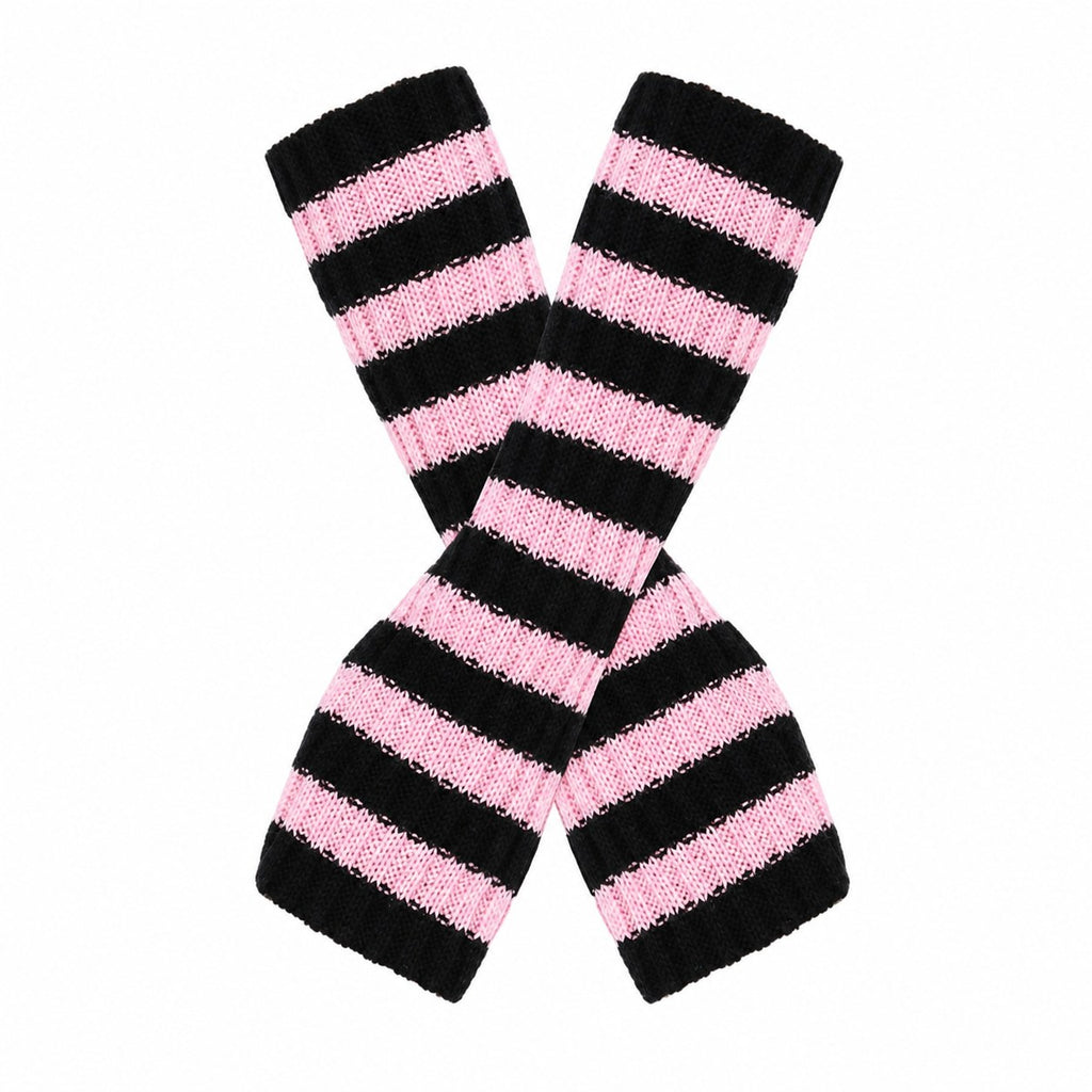 Striped Knit Long Fingerless Arm Warmers - AltBrat