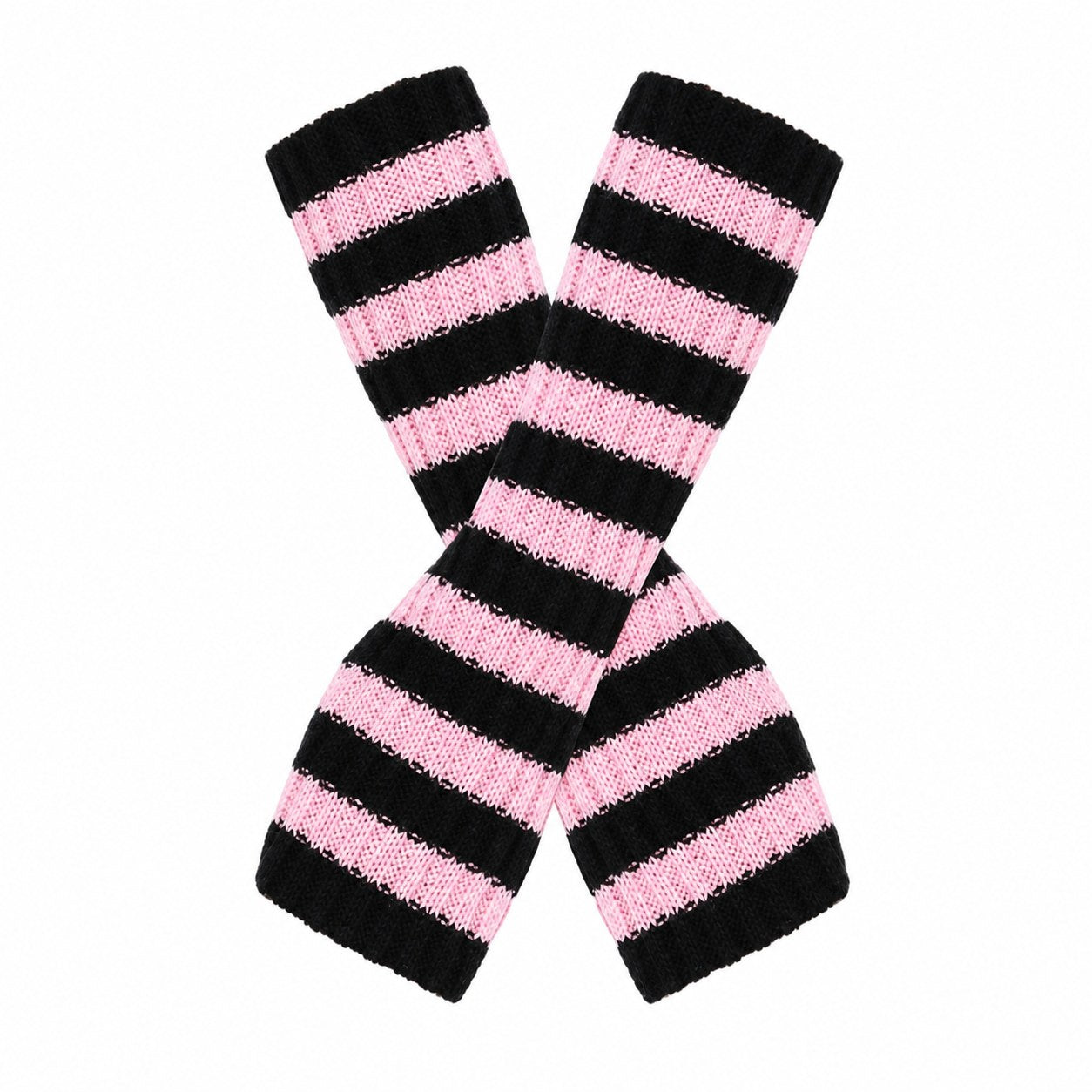 Striped Knit Long Fingerless Arm Warmers - AltBrat