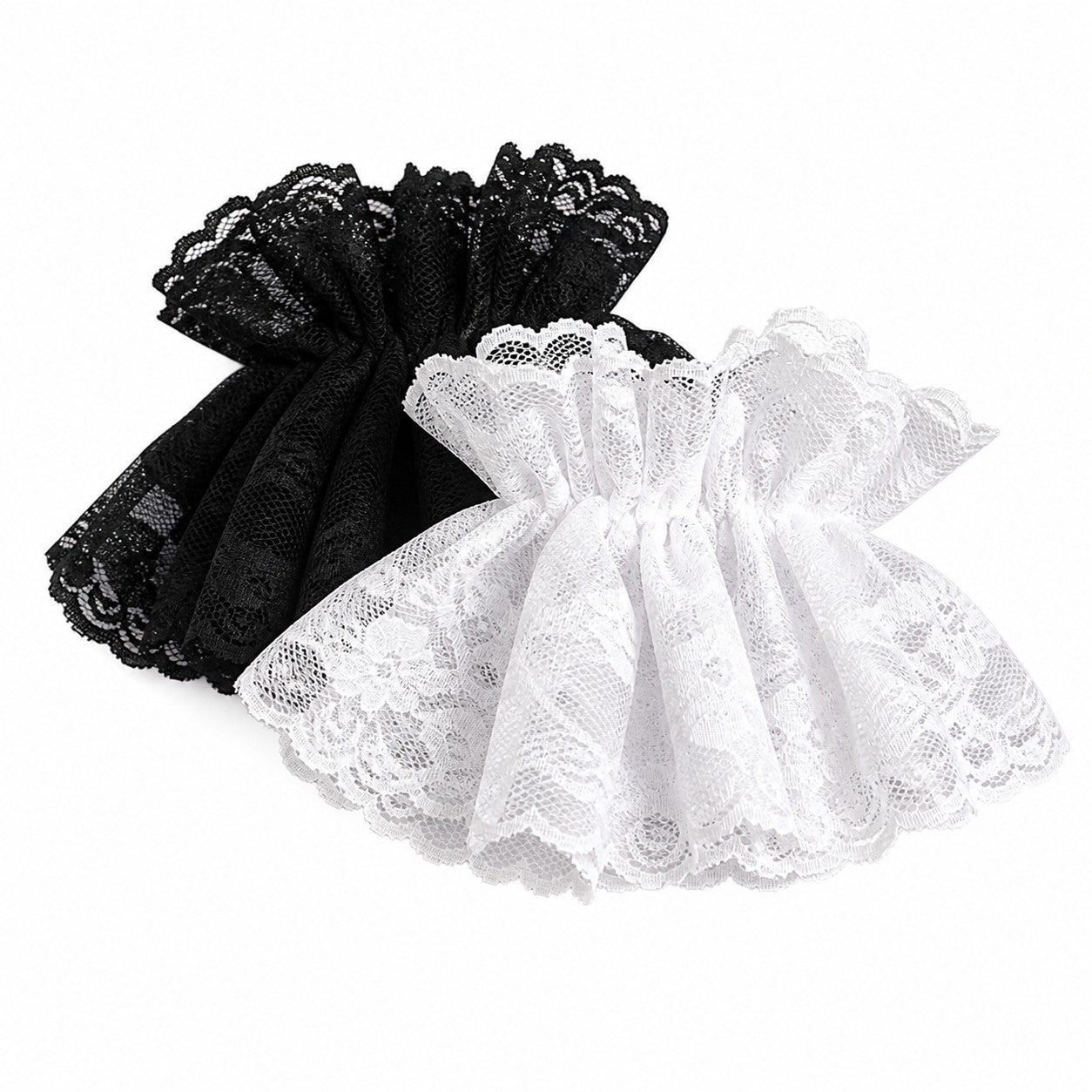 Lolita Short Hand Sleeve Gloves Steampunk Lolita Hand Sleeve Wrist Cuffs Ruffled Floral Lace Elastic Bracelet Clothing A
