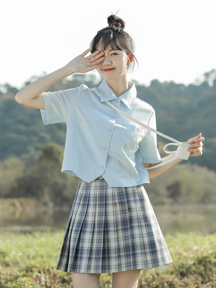 Blue A-Line Pleated Skirt - Skirts for Jirai Kei, gothic & kawaii style | Cute Splikes