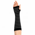 Striped Long Fingerless Arm Warmers (Multi-Colour) worn - AltBrat