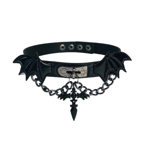Winged Demon Leather Collar - Necklaces & Chokers detail view 2 | Cute Splikes