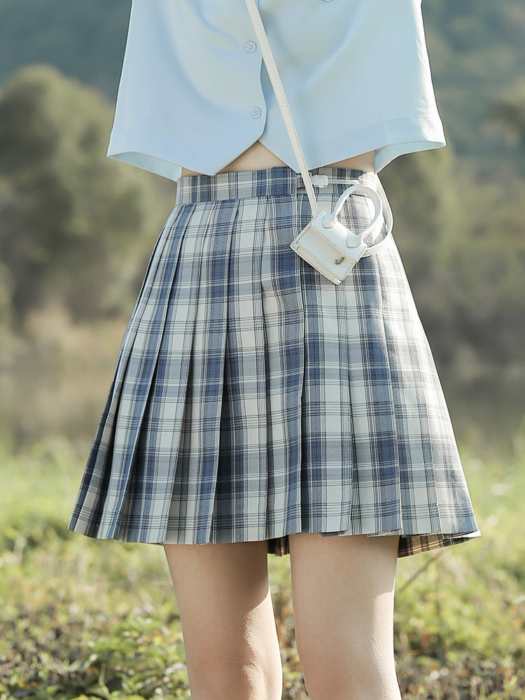 Blue A-Line Pleated Skirt - Skirts detail view 2 | Cute Splikes